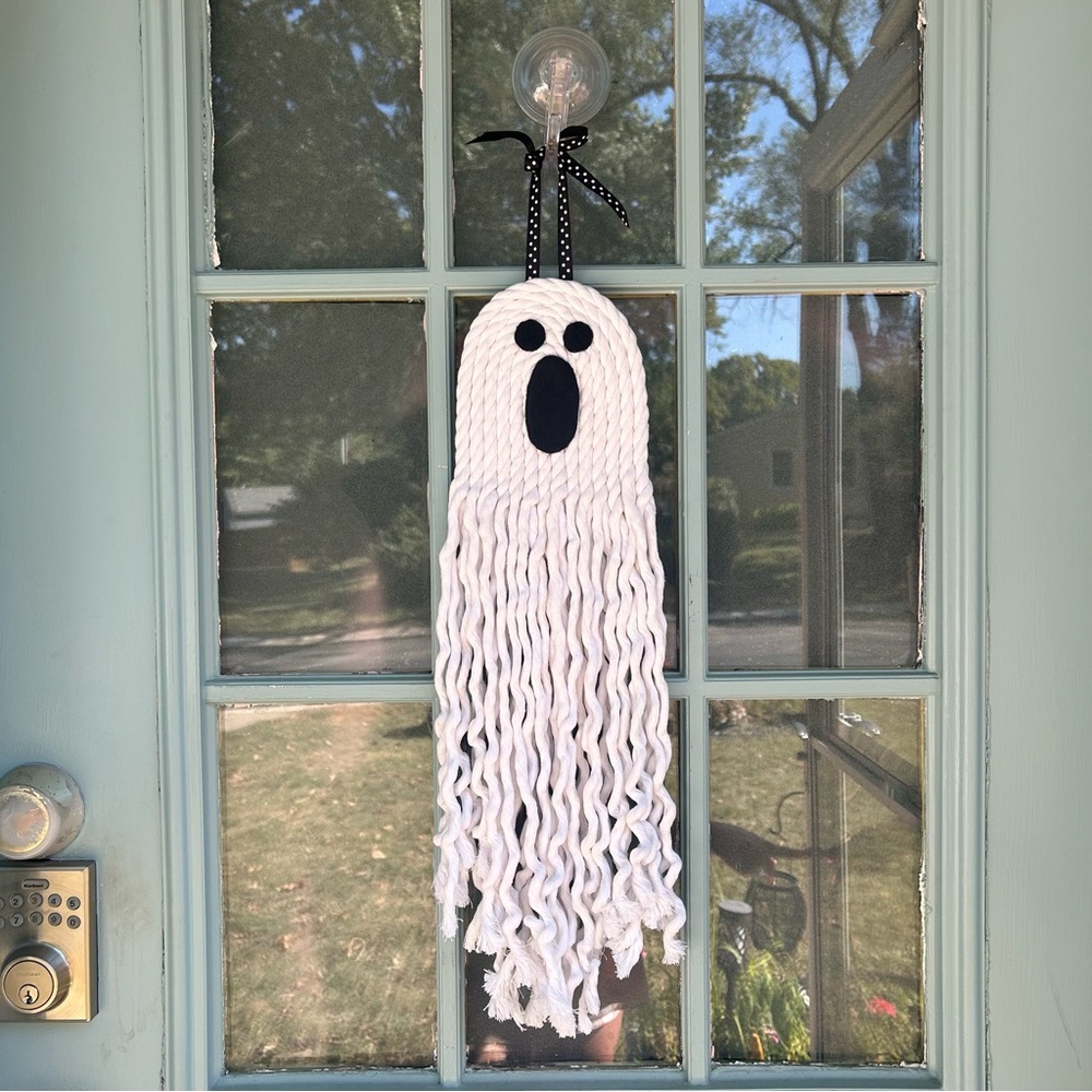 Halloween Wall Decor Spooky Ghost Handmade Hanging Boho DIY Macrame Cotton Rope